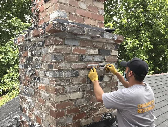 In-progress chimney restoration by Rocky Hill Chimney Sweep in Rocky Hill, CT