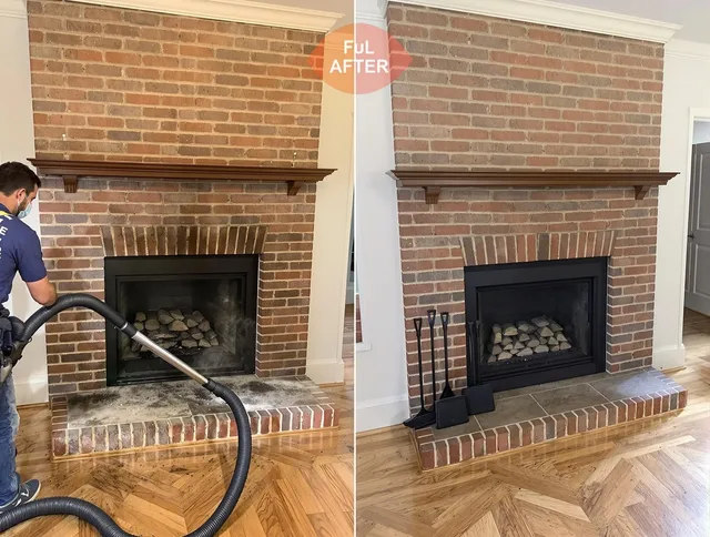 Rocky Hill Chimney Sweep carefully sanitizing a fireplace in Rocky Hill, CT